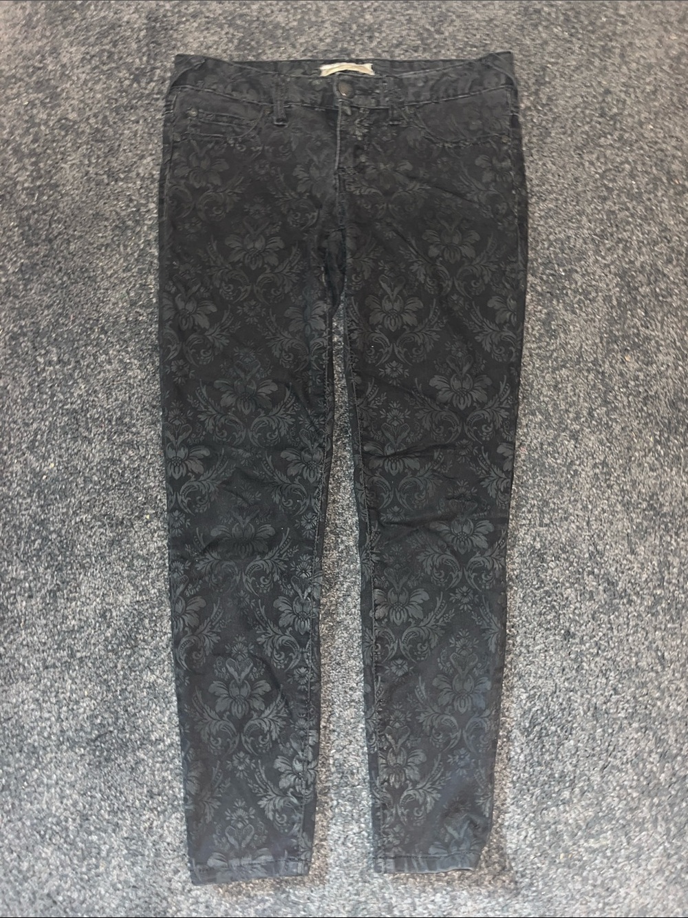 Free People Black Floral Jacquard Skinny Jeans